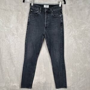 Agolde Jeans Womens 25 Black Nico High Rise Button Fly Stretch Skinny Denim